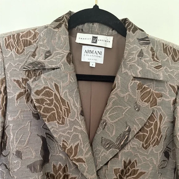 Giorgio Armani Blazer Floral Brown and Gray Floral Size 8 - Picture 2 of 5